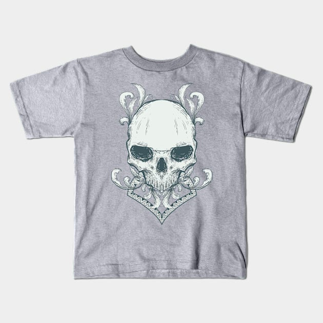 Ornament Skull Kids T-Shirt by Kayasa Art